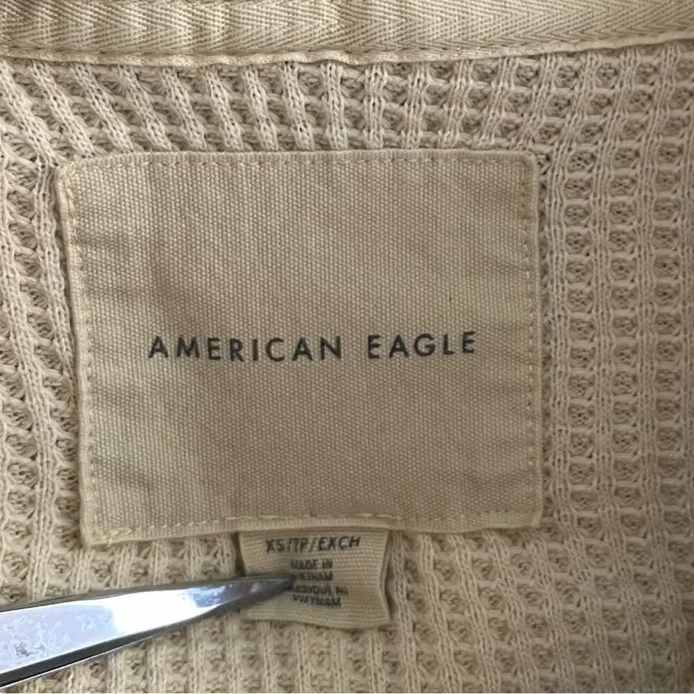 Aerie Waffle Button Hoodie Shacket Sweater - Picture 6 of 8